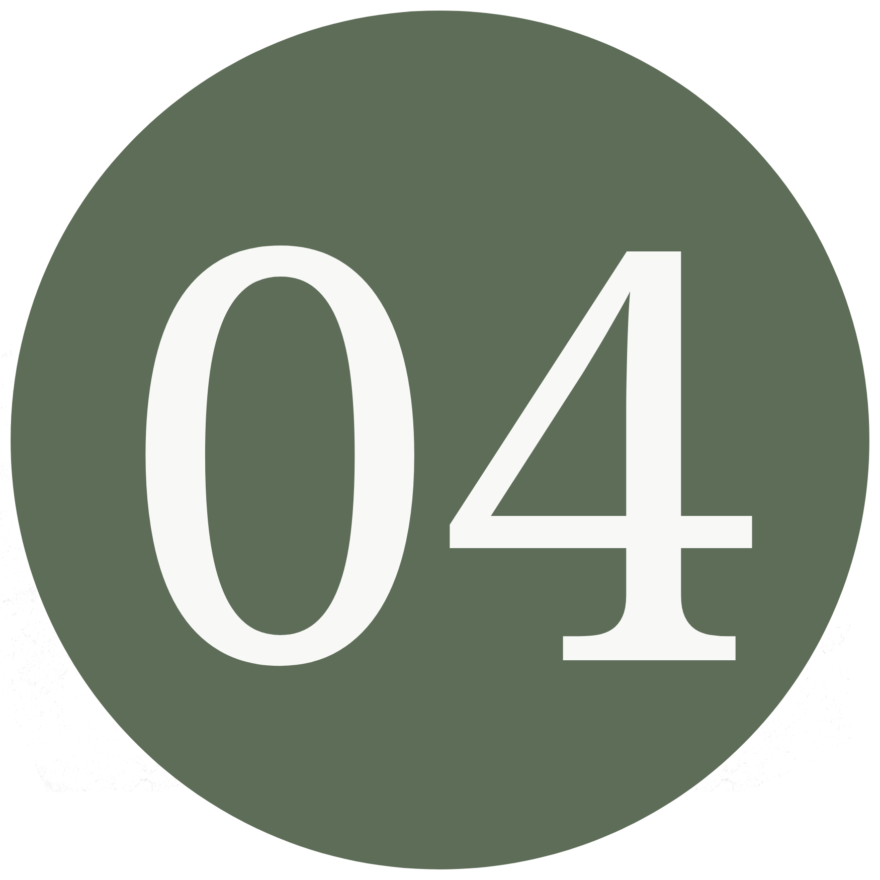 Minimalist line icon of the number "04" in a serif font on a muted green circular background, representing a fourth step, point number four, or sequential order.