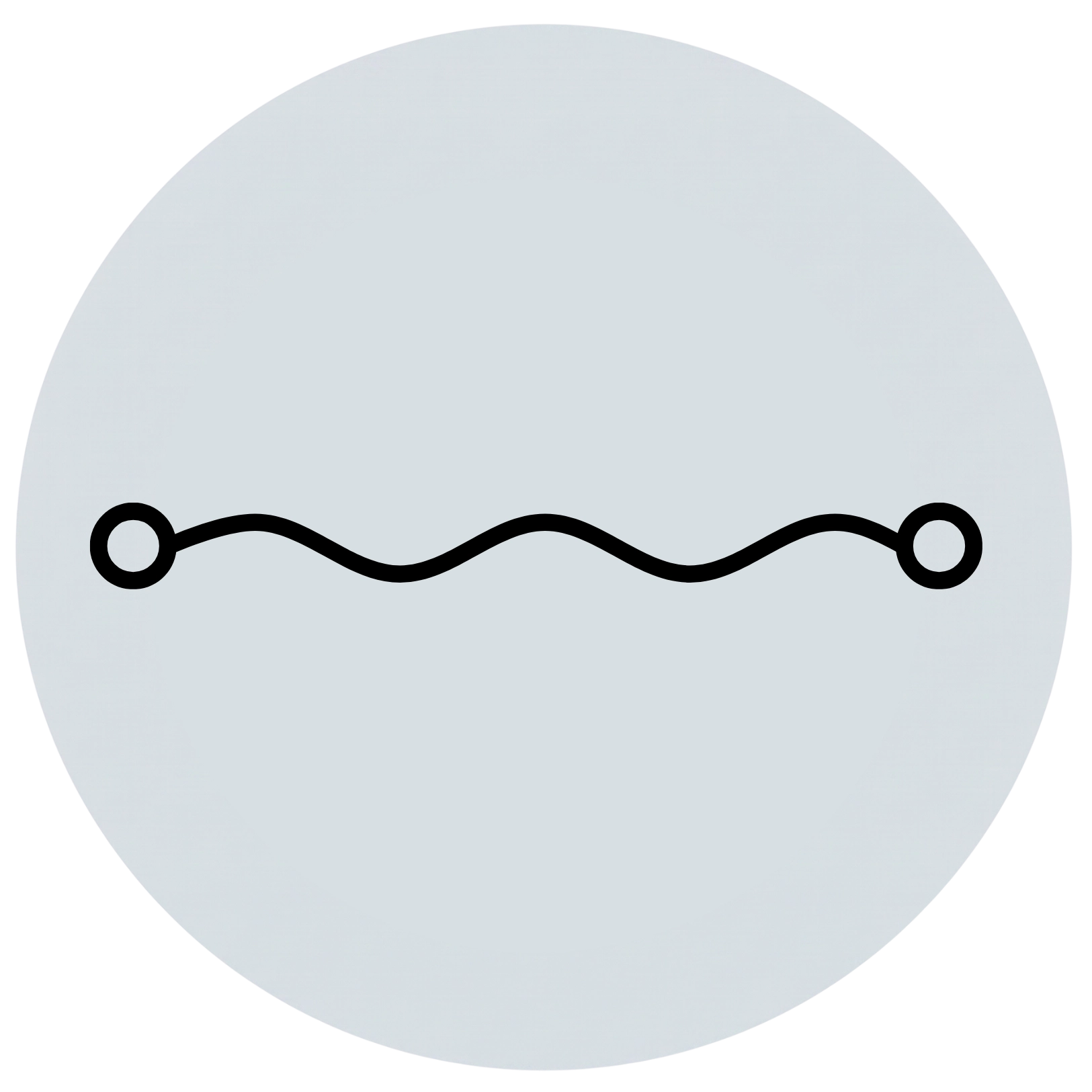 Wavy line icon connecting two points, representing the journey and progress of healing in mental health.
