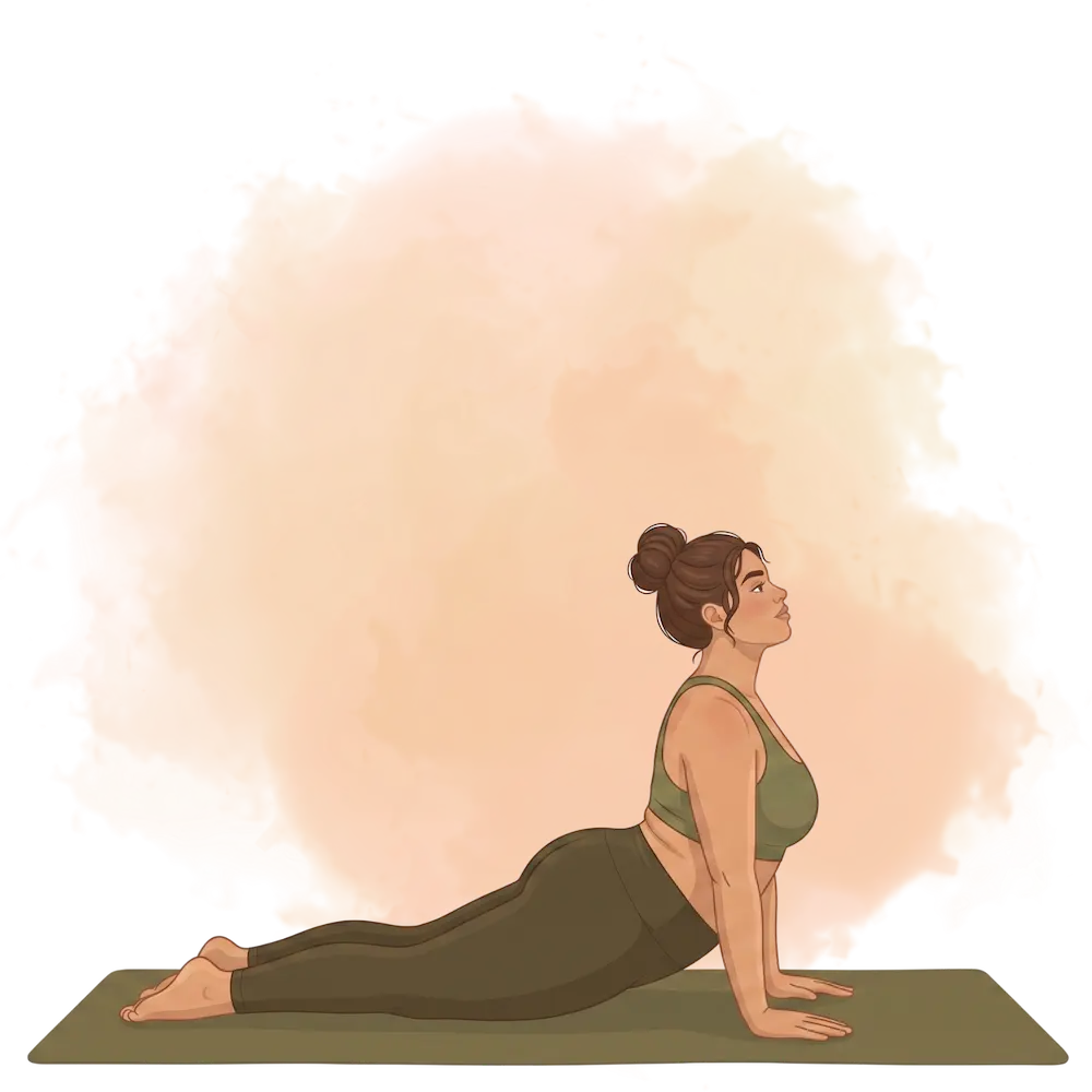Woman doing upward-facing dog pose, showcasing active types of yoga like Vinyasa flow, on a fitness mat.