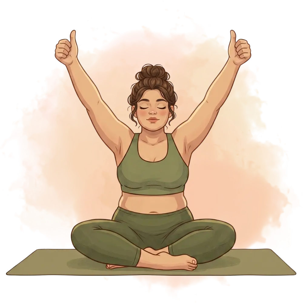 Woman in Kundalini ego eradicator pose, showing breathing-focused types of yoga on a fitness mat.