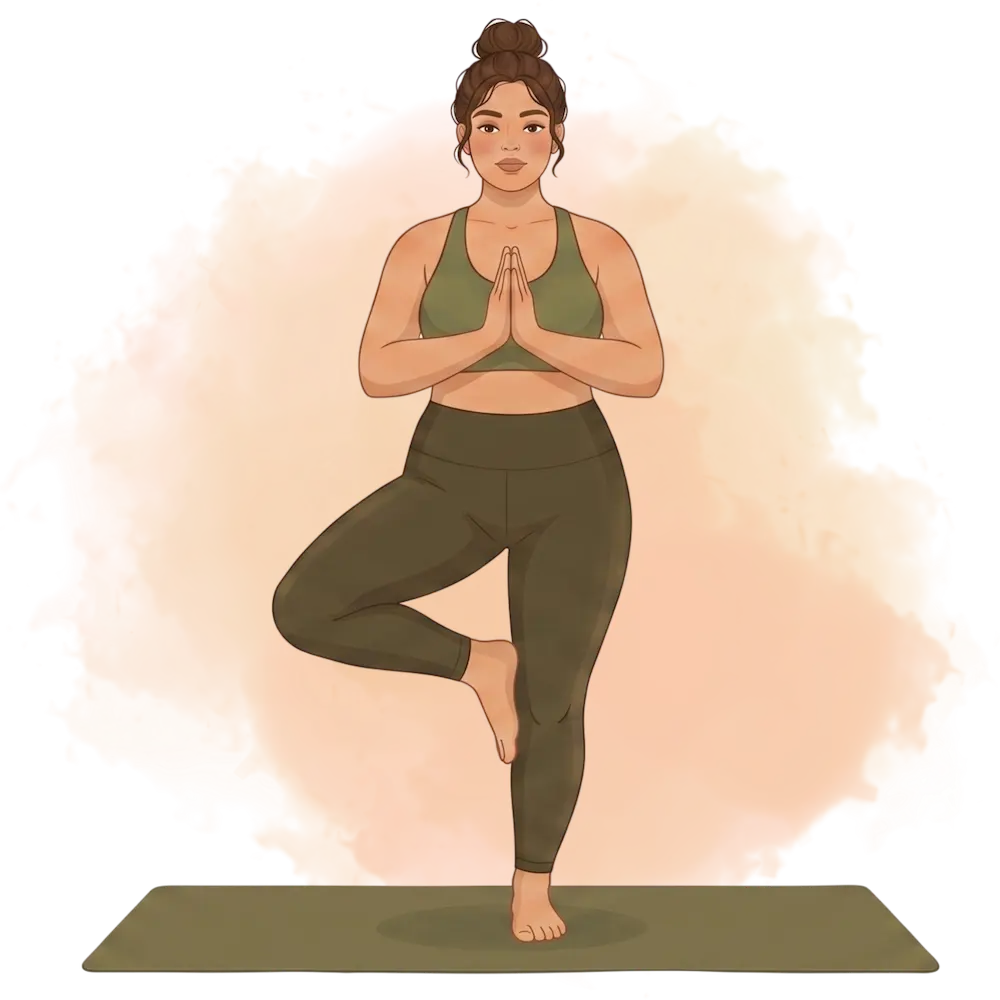 Woman practicing tree pose to explore different types of yoga for balance and mental focus on a fitness mat.