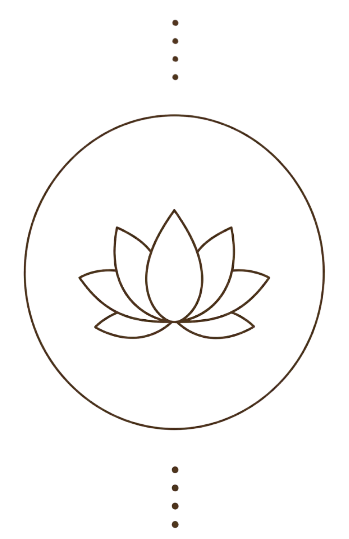 Minimalist bronze lotus flower emblem centered within a circle on a black background.