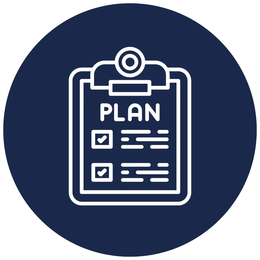 Plan icon for an online teacherpreneur creating quizzes, surveys, or course lesson plans.