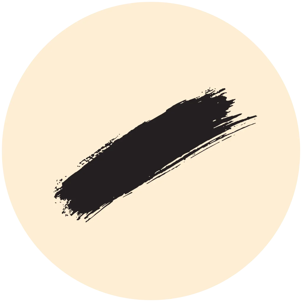 Minimalist brush stroke icon inside a yellow circle background.