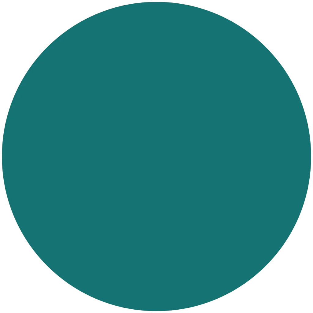 A solid teal circle graphic on a white background.