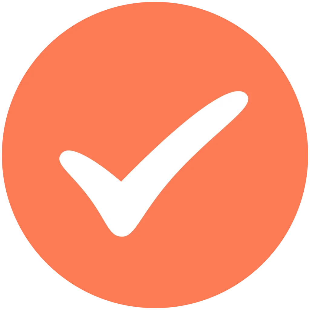 White checkmark icon centered on a orange2 circular background.