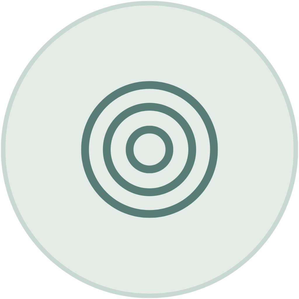 Green concentric circles target icon inside a light green circle.