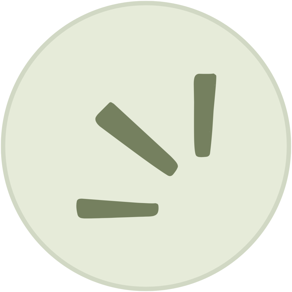 Green radiating emphasis marks icon inside a light green circle.