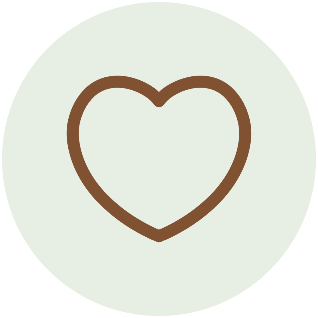 A heart icon, centered in a light green circle.