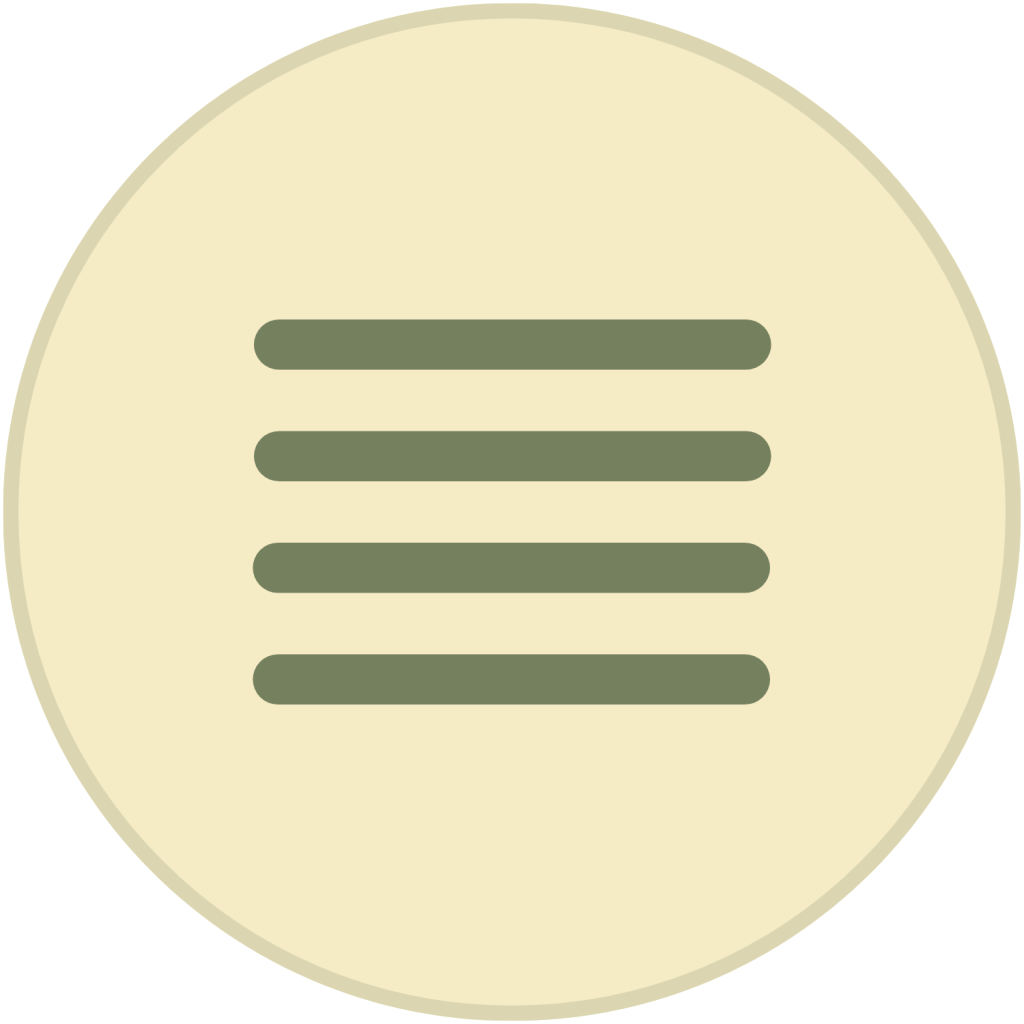 Green horizontal list lines icon inside a light beige circle.