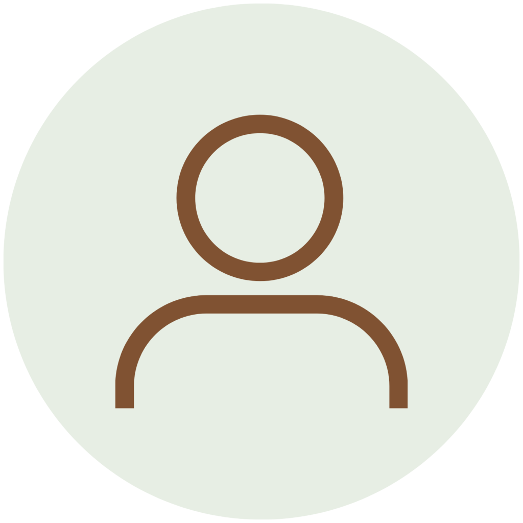A person icon, centered in a light green circle.