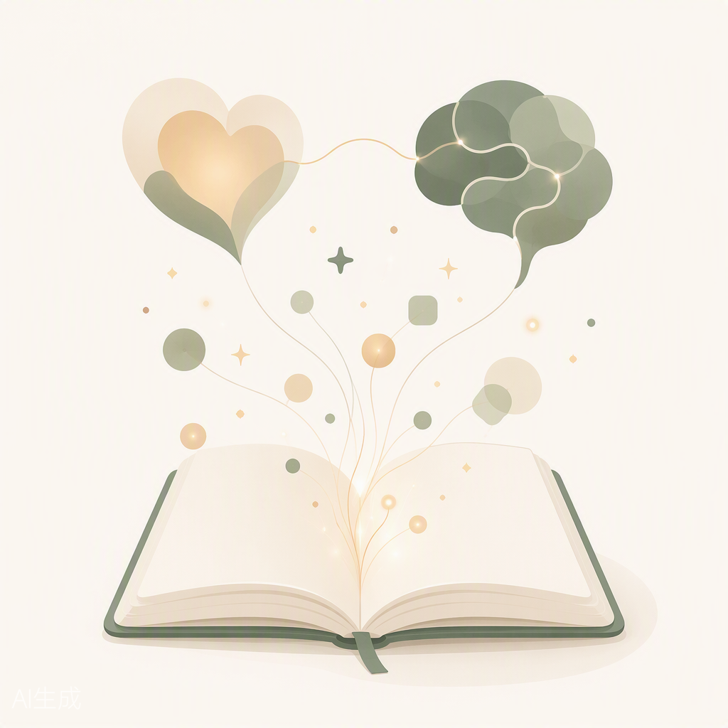A book connected to heart and brain icons, illustrating the cognitive and emotional benefits of journaling.