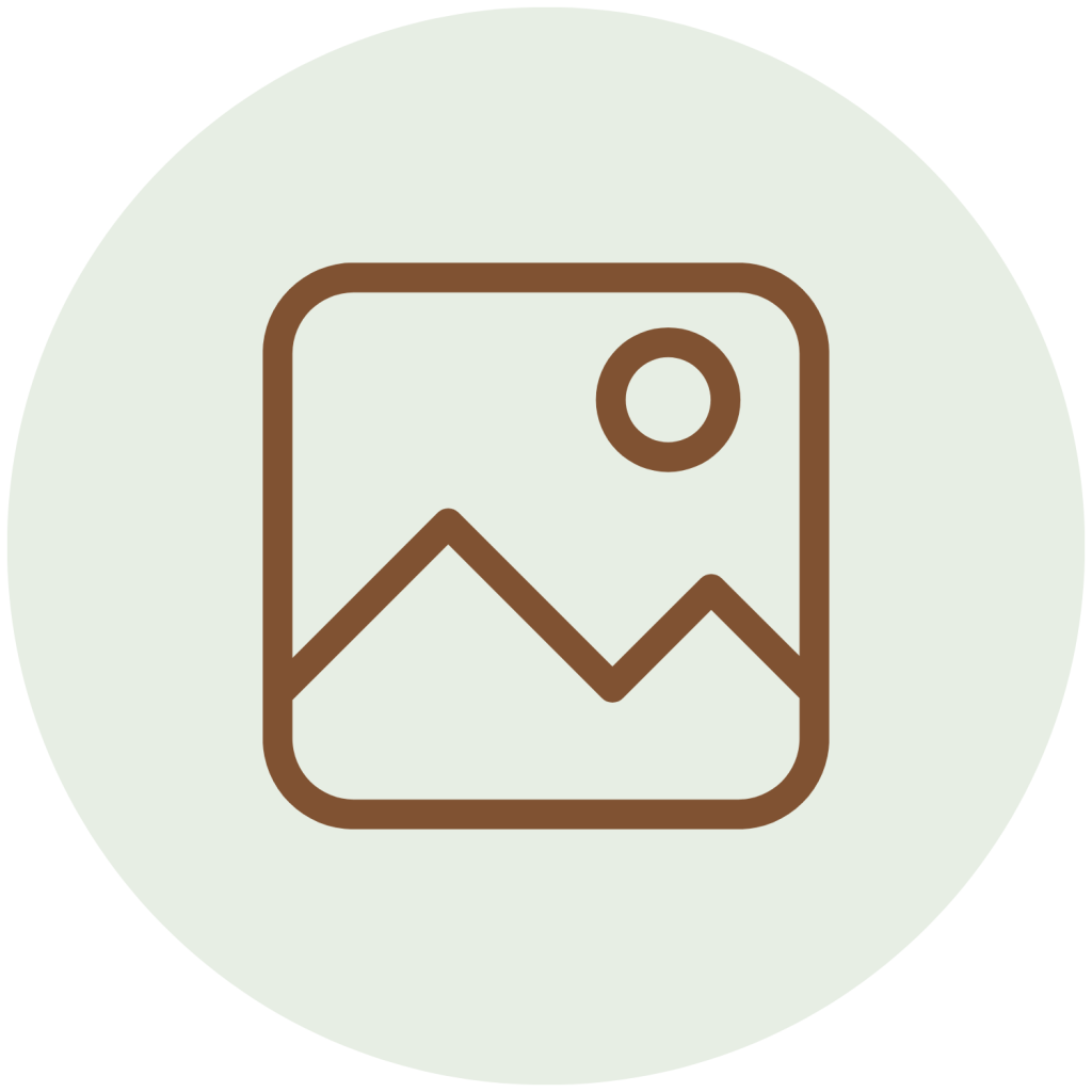 A photo icon, centered in a light green circle.
