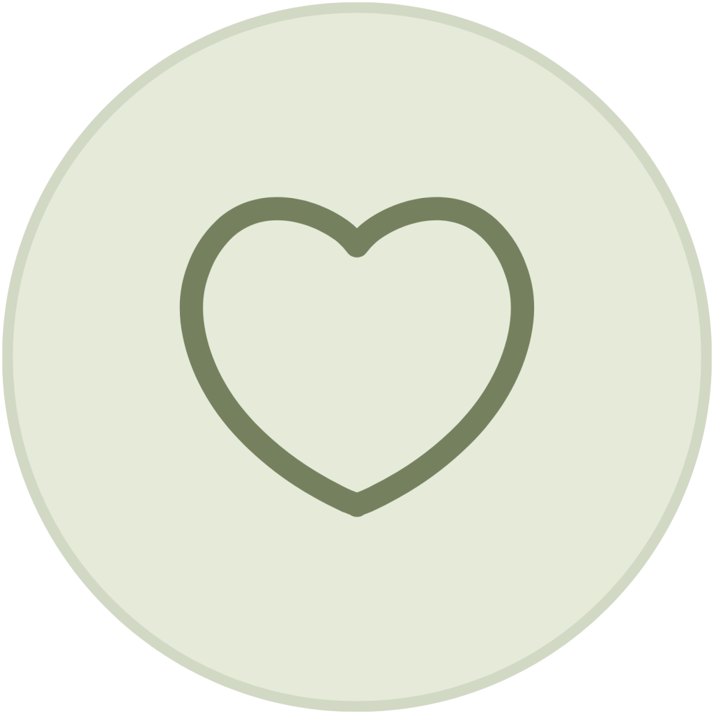 Green outline heart icon inside a light green circle.