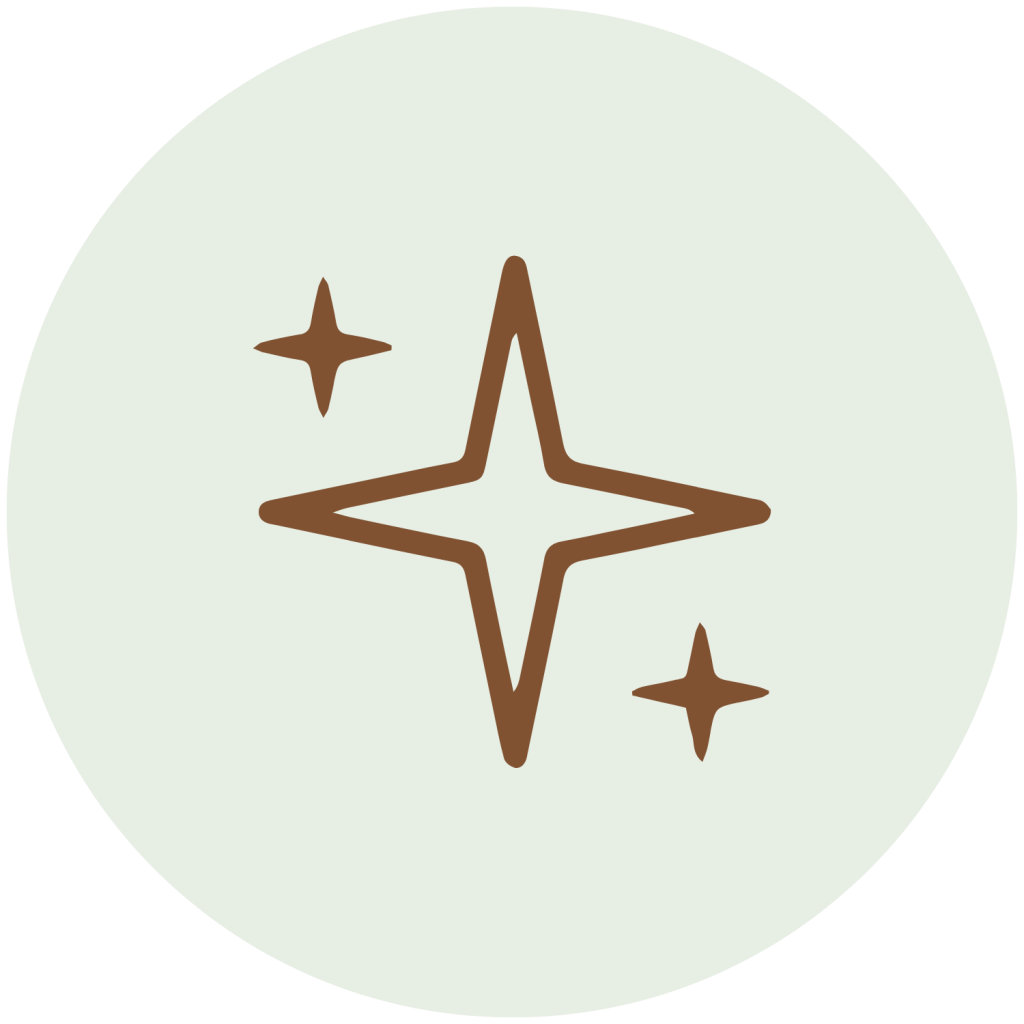 A stars icon, centered in a light green circle.